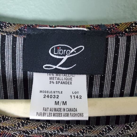 Libra Womens Colorful Multicolor Metallic Art To Wear Tunic Top Size Medium - Picture 3 of 6